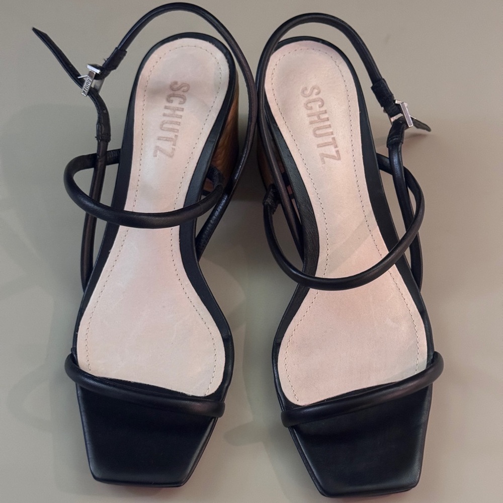 SCHUTZ Black Strappy Heels